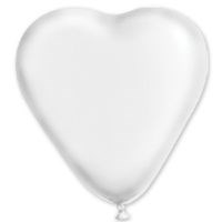 Шар фигурный 16" Сердце, Белое, матовый наполнен гелием и обработан Hi-Float'ом