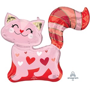 Шар фольга Фигура Кошка влюбленная сердца P35 (An)