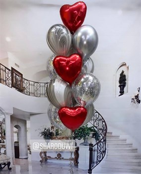Набор шаров для влюбленных №46 Фонтан из 13шаров на грузе (комплект)