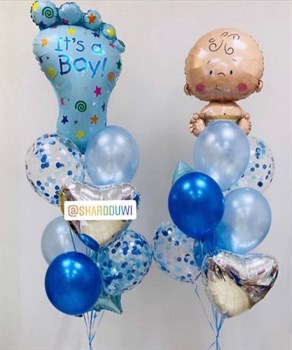 Набор шаров на рождение мальчика Два фонтан по 9 шаров №8 (комплект)