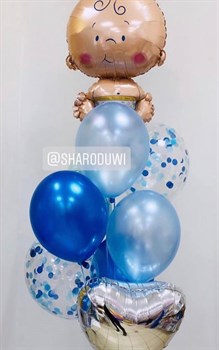 Набор шаров на рождение мальчика Фонтан из 9 шаров №9 (комплект)