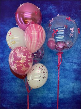 Фонтан из 7 шаров  + Deco Bubble 45 см с украшениями в асс №345а а345