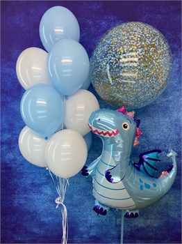 Фонтан из 10  шаров + Шар Deco Bubble 45 см с укр + Дракон 92см №370а а370