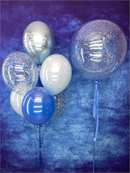Фонтан из 7  шаров + Шар Deco Bubble 45 см с укр №394а а394