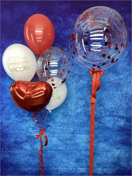 Фонтан из 7шаров + Шар Deco Bubble 45 см с конф в  асс №508а а508