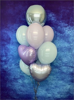 Фонтан из 10 гелиевых шаров с сердцами и сферой №556а а556