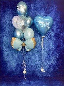 Фонтан из 10 воздушных шаров  + Сердце с индивид надписью №602а а602