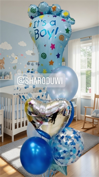 Набор шаров на рождение мальчика Фонтан из 9 шаров №10 (комплект) НшРожМал10