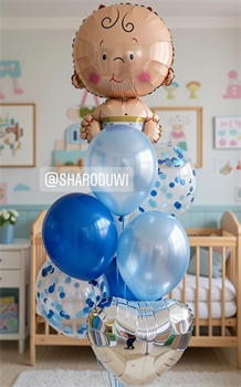 Набор шаров на рождение мальчика Фонтан из 9 шаров №9 (комплект) НшРожМал9