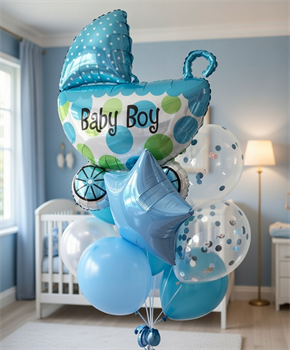 Набор шаров на рождение мальчика Облако из 9 шаров №12 (комплект) НшРожМал12