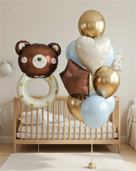 Фонтан из 10 воздушных шаров + Погремушка №281а а281