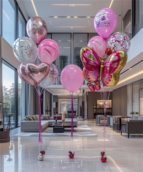 2 фонтана из воздушных шаров 7шт и 5шт + Шар Панч с дождиком №186а а186