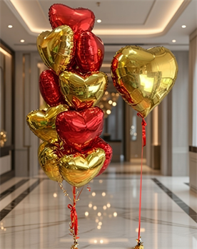 Фонтан из 13 воздушных Сердец + Сердце для влюбленных №3 (комплект) Н-рШдВл-3