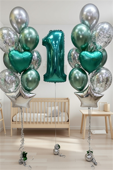 2 фонтана по 11 воздушных шаров + Цифра №147а а147т