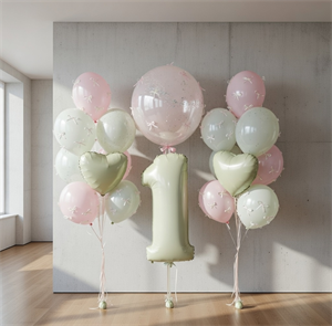 2 Фонтана из 10 воздушных шаров + Цифра + Шар Гигант 