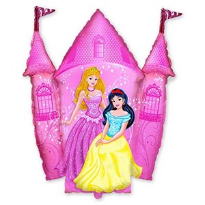 Шар фольга Фигура Принцессы и Замок розовый 11 (FM)