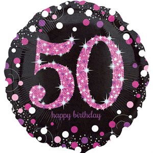 Шар фольга 18" НВ Sparkling Birthday 50 pink S55 (An)