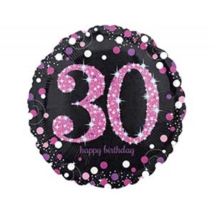 Шар фольга 18" НВ Sparkling Birthday 30 pink S55 (An)