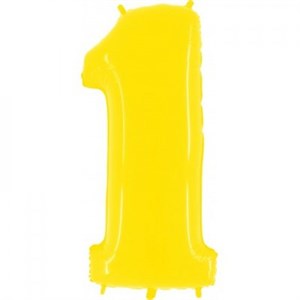 Шар фольга Фигура ЦИФРА 1 Яркий Желтый 40" (Gr)
