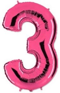 Шар фольга Фигура ЦИФРА 3 Pink 40" (Gr)