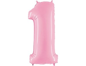 Шар фольга Фигура ЦИФРА 1 Пастель Pink 40" (Gr)