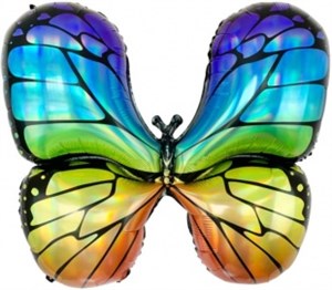 Шар фольга Фигура (31''/79 см) Радужная бабочка, Голография, /Дб