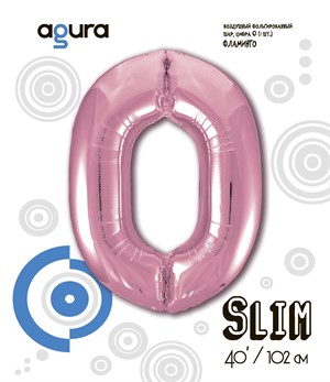 Шар фольга фигура 40''/102 см ЦИФРА 0 Slim Розовый фламинго (Ag)