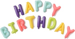 Набор шаров-букв (16''/41 см) Мини-Надпись "Happy Birthday", Макарунс, Ассорти (воздух) /Db