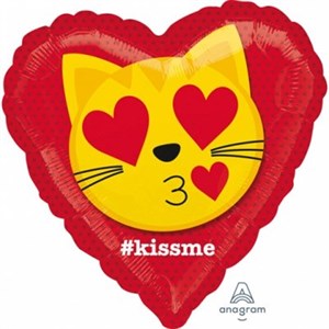 Шар фольга 18" KISS ME Эмоции Смайл Кот влюбл S40 (An)