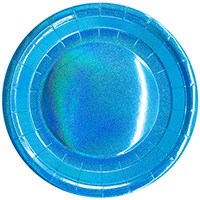 Тарелка бум голографические голубые 23см 6шт /G