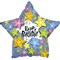 Шар фольга (18''/46 см) Круг, Звезда, С Днем рождения (звезды), Голубой, /CTI - фото 10943