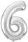 Шар фольга Фигура ЦИФРА 6 Silver 40" (Gr) - фото 7565
