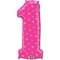 Шар фольга Фигура ЦИФРА 1 Сердечки Pink (QL) - фото 7688