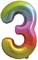 Шар фольга фигура Цифра 3 Яркая радуга, Градиент 34" /Db - фото 9232
