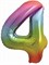 Шар фольга фигура Цифра 4 Яркая радуга, Градиент 34" /Db - фото 9237