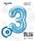 Шар фольга фигура 40''/102 см ЦИФРА 3 Slim Голубой (Ag) - фото 9485
